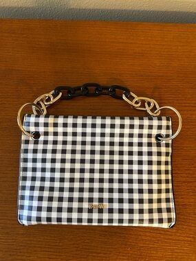 House of‎ Want Purse Black and White Gingham Chain-Handle Handbag